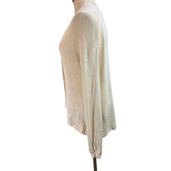 Small J.Crew Women's Loose Knit Linen Sweater Lace Up Neckline Ivory - Picture 8 of 8